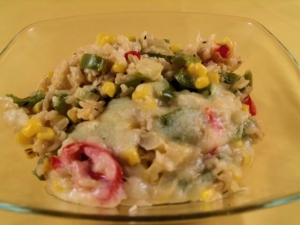 recipe for baked rice, swiss cheese & vegetable casserole