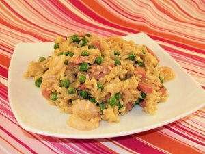 recipe for fried brown rice with ham and shrimp