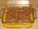Maple Smashed Sweet Potato Bake with Spiced Pecan Streusel