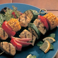 recipe for citrus herb chicken and vegetable kabobs