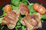 Bacon-Wrapped Chicken Thighs with Spinach Salad