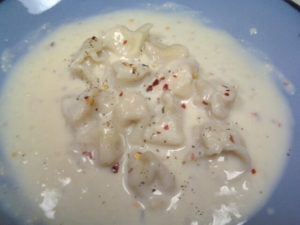 recipe for shrimp with cheese tortellini in a wine and garlic alfredo sauce
