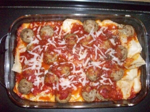 recipe for baked ravioli and meatballs