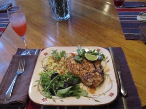 recipe for grilled jerk swordfish with pineapple rice