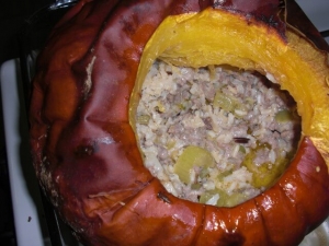recipe for wild rice dinner in a pumpkin