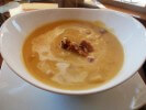 Acorn Squash Soup With Corned Beef And Walnuts