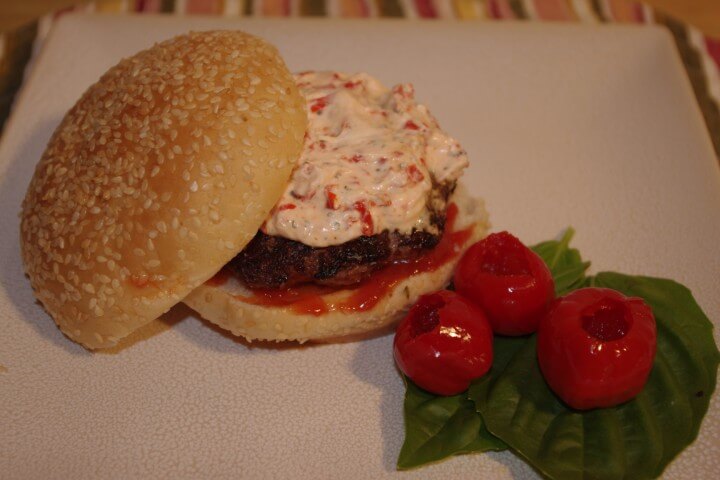photo of Ginger Garlic Brisket Burgers With Herbed Peppadew Cheese