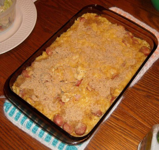 photo of Cheesy Macaroni And Hot Dogs