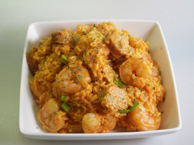 photo of Grilled Shrimp And Sausage With Red Rice