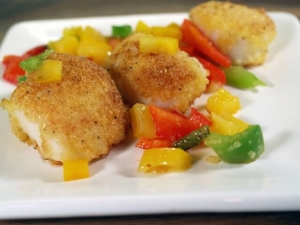 recipe for pan-seared scallops with bell pepper confetti