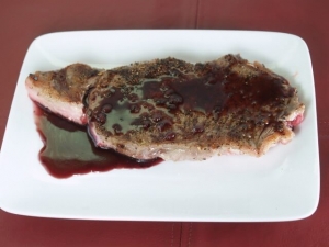 recipe for pepper-crusted new york strip steaks