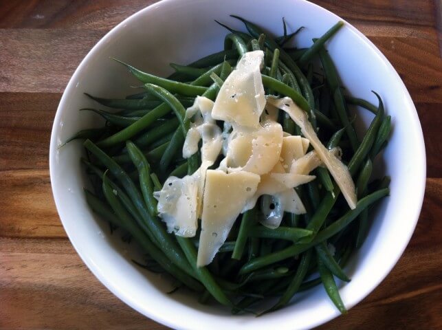 recipe for haricots verts with shaved parmesan
