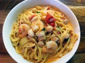 Linguini With Shrimp And Bay Scallops In A Creamy Tomato Vodka Sauce Recipe