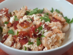 recipe for shrimp baked with feta, ouzo and cognac