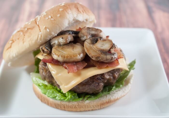 Champ and Yum Chessy Bacon Mushroom burgers for FATHER AND SON