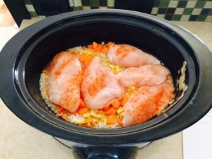 recipe for colorful slow cooker chicken and rice