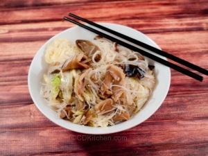 recipe for rice stick noodles with exotic mushrooms