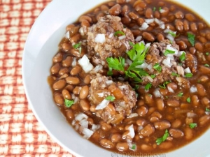 recipe for slow cooker meatballs and baked beans