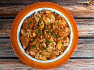 recipe for chicken, sausage, and shrimp jambalaya
