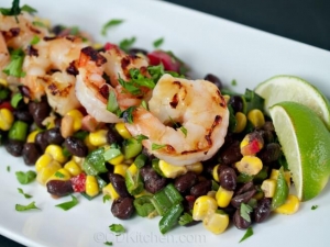 recipe for grilled shrimp with southwestern black bean salad