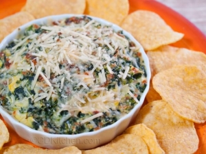 recipe for goat cheese, spinach, and artichoke dip