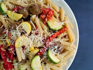 recipe for penne with sausage and roasted red peppers