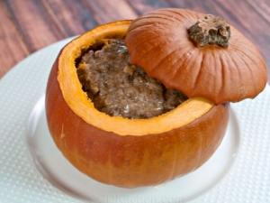 recipe for halloween meatloaf-filled pumpkin