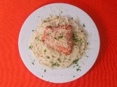Salmon With Fettuccine Alfredo