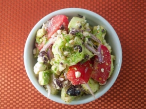 recipe for greek salad with avocado and dill