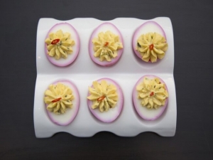 recipe for pink deviled eggs