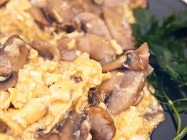 Scrambled Eggs In Mushroom And Cheese Sauce Recipe Cdkitchen Com