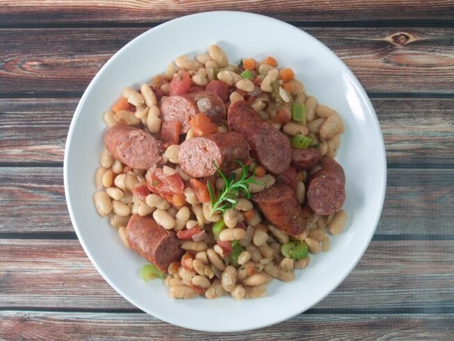 photo of White Beans and Sausage in a Clay Pot