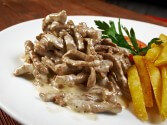 Beef Stroganoff with Straw Potatoes