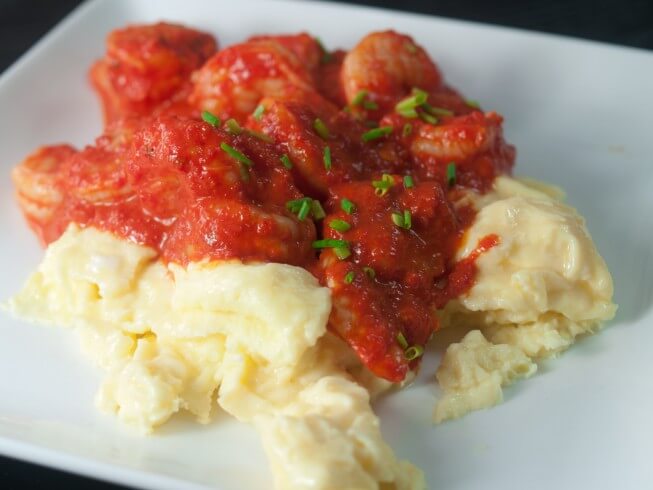 photo of Shrimp With Scrambled Eggs and Red Pepper Harissa