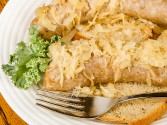 Beer Steamed Brats with Seasoned Kraut