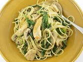 White Wine Sauce Over Chicken Fettuccine