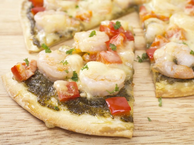 photo of Grilled Shrimp and Cilantro Pesto Pizza