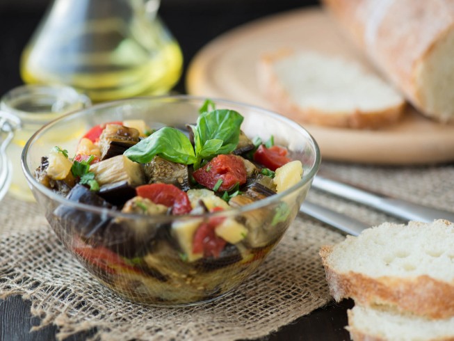 photo of Dry Eggplant with Herbed Olive Oil and Tomatoes