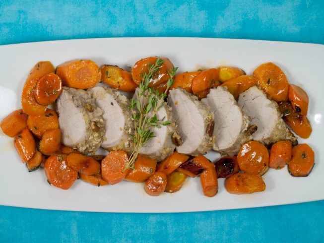 photo of Pecan Crusted Pork Tenderloin with Honey Glazed Carrots