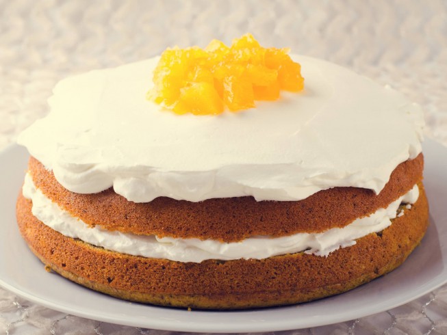 Pumpkin Angel Food Cake With Ginger-Cream Filling image