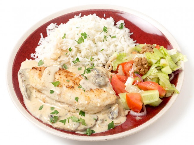 photo of Buttermilk Baked Chicken With Mushroom Cream Sauce