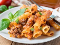 Recipe for Baked Ziti With Sausage and Beef