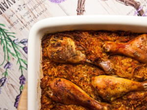 recipe for golden mushroom chicken and rice casserole