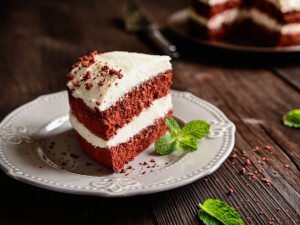 recipe for red velvet cocoa cake with ice cream filling and buttercream frosting