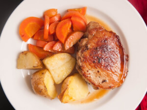 recipe for bourbon sauced pork chops stuffed with dried fruit