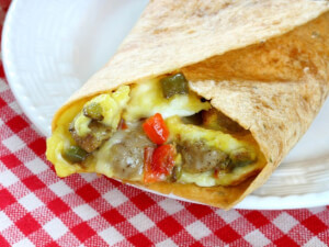 recipe for bob evans' maple sausage breakfast burritos