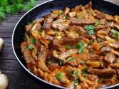 Veal Stew With Sour Cream And Mushrooms
