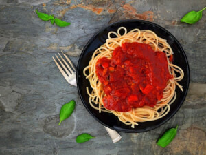 recipe for spaghetti and meat sauce with peppers and mushrooms