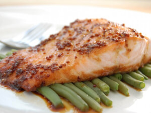 recipe for baked maple-mustard glazed salmon