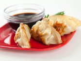 Chicken and Shrimp Dumplings with Soy Dipping Sauce